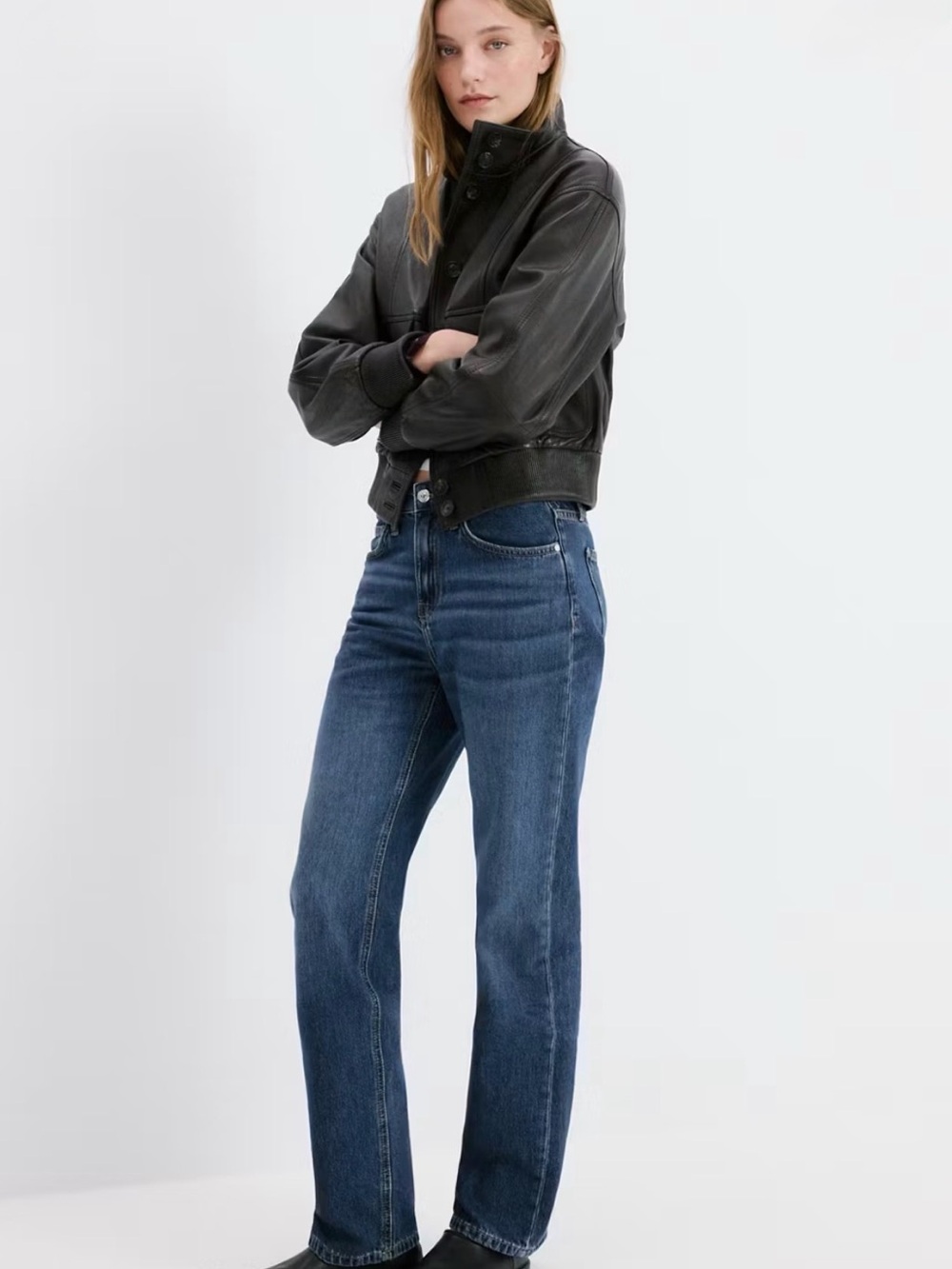 NWOT Mango Straight-Leg Jeans in Dark Blue Wash